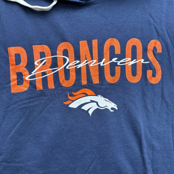 Starter Denver Broncos Hoodie Men's XXL Navy Blue Pullover Sweatshirt - Picture 7 of 14